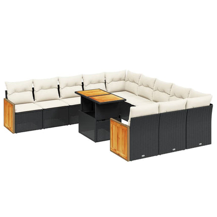 sofasæt til haven 11 dele med hynder polyrattan sort