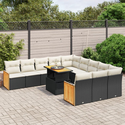 sofasæt til haven 11 dele med hynder polyrattan sort