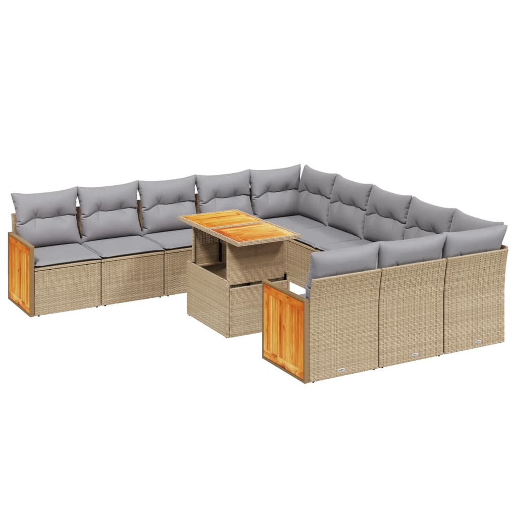 sofasæt til haven 11 dele med hynder polyrattan beige