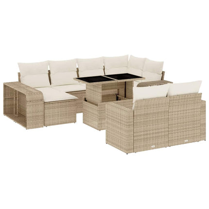 sofasæt til haven 11 dele med hynder polyrattan beige