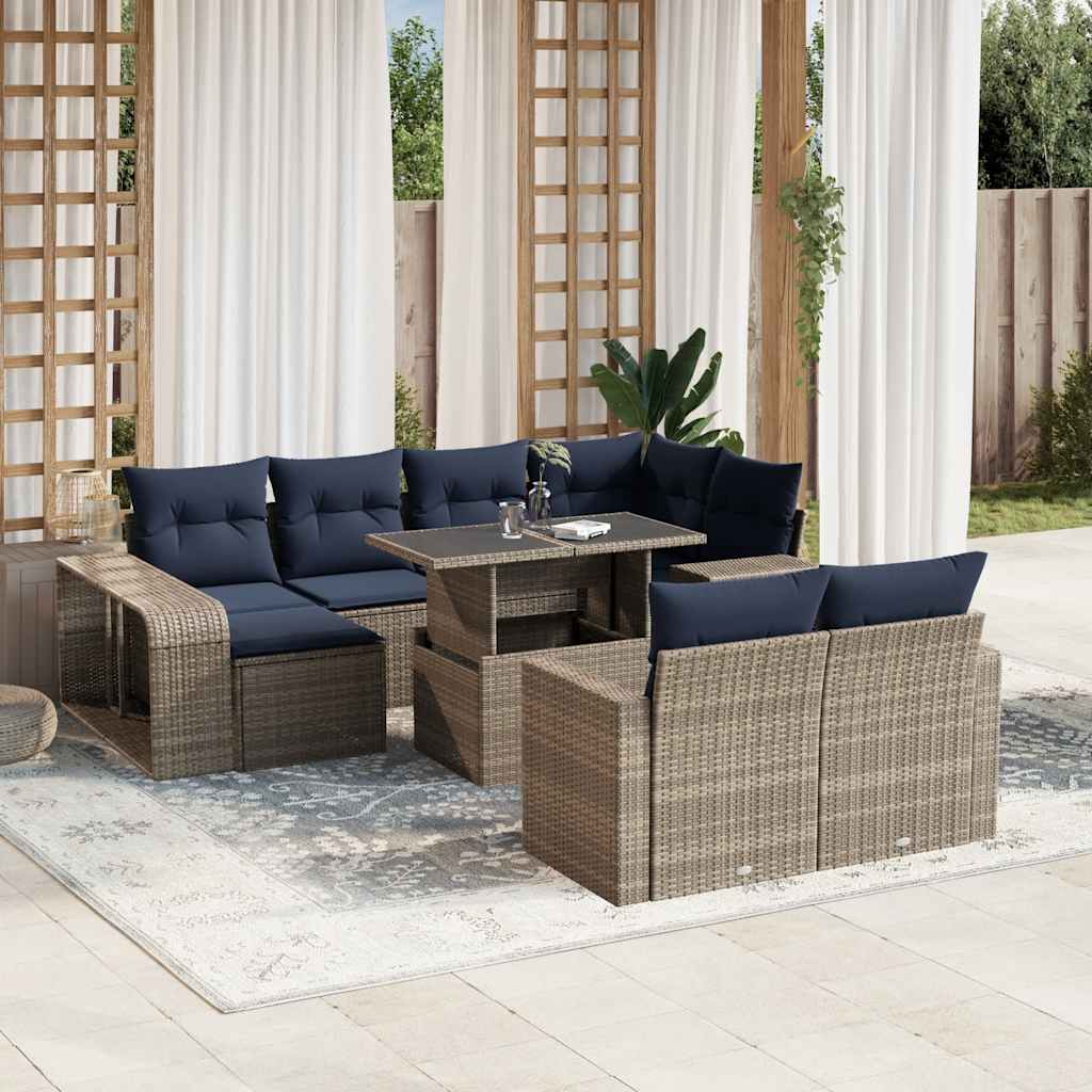 11-delt havesofast med hynder gr polyrattan