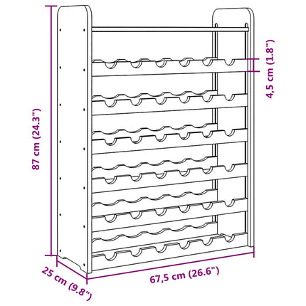 vinreol med topplade 67,5x25x87 cm massivt fyrretræ