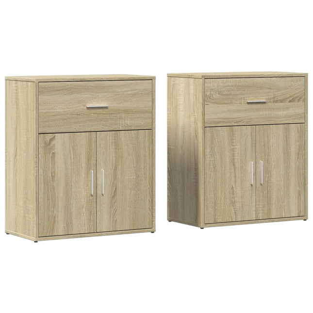 skænke 2 stk. 60x31x70 cm konstrueret træ sonoma-eg