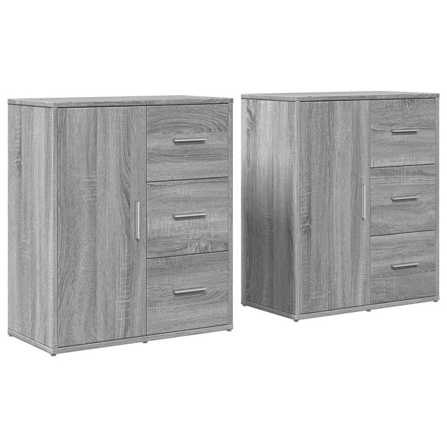 skænke 2 stk. 60x31x70 cm konstrueret træ grå sonoma-eg
