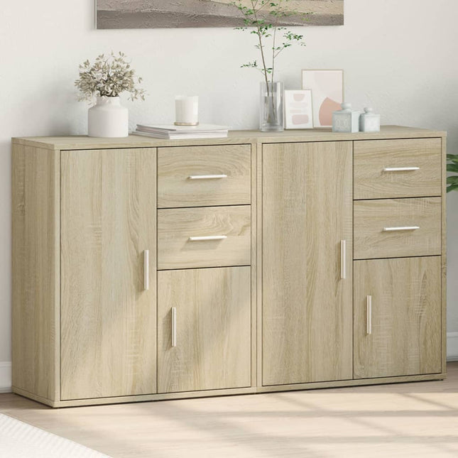 skænke 2 stk. 60x31x70 cm konstrueret træ sonoma-eg