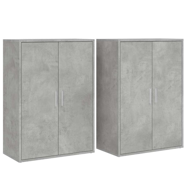 kommoder 2 stk. 60x31x84 cm konstrueret træ betongrå