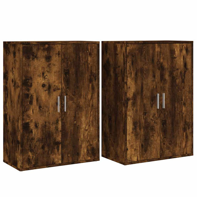 kommoder 2 stk. 60x31x84 cm konstrueret træ røget egetræsfarve