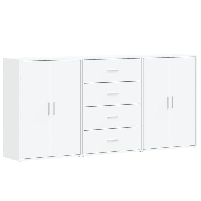 kommoder 3 stk. 60x31x84 cm konstrueret træ hvid
