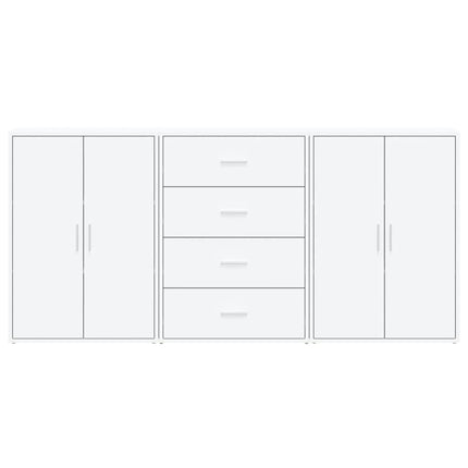 kommoder 3 stk. 60x31x84 cm konstrueret træ hvid