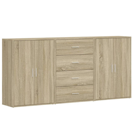 kommoder 3 stk. 60x31x84 cm konstrueret træ sonoma-eg