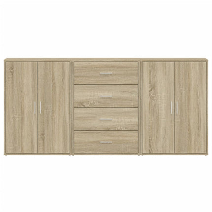 kommoder 3 stk. 60x31x84 cm konstrueret træ sonoma-eg
