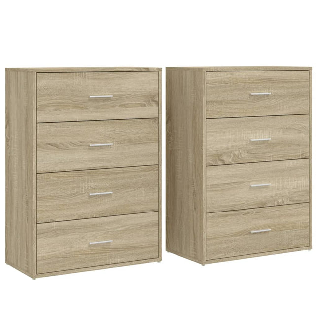 kommoder 2 stk. 60x31x84 cm konstrueret træ sonoma-eg