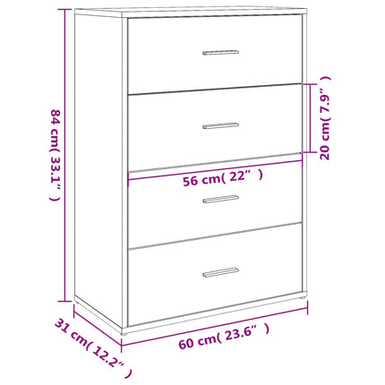 kommoder 2 stk. 60x31x84 cm konstrueret træ sonoma-eg