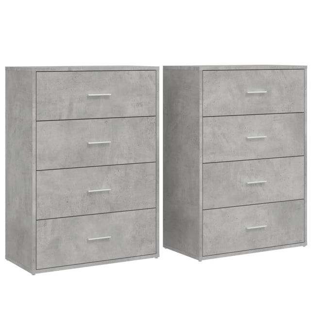 kommoder 2 stk. 60x31x84 cm konstrueret træ betongrå