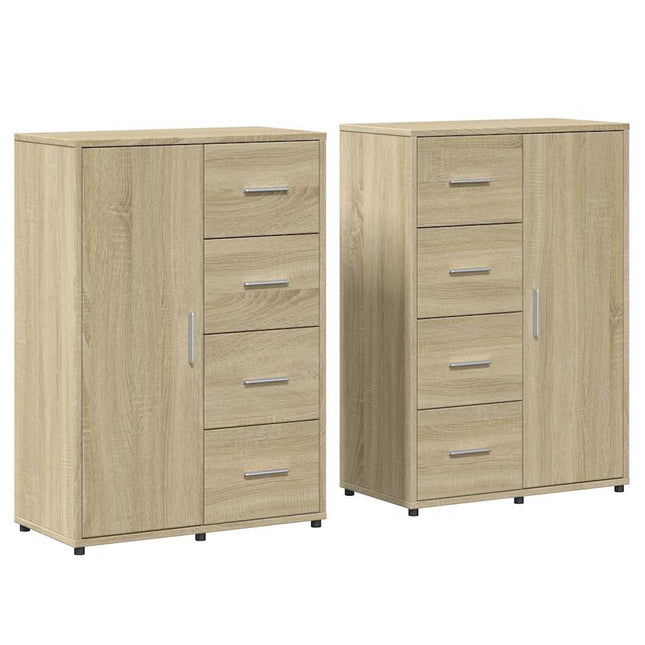 kommoder 2 stk. 60x31x84 cm konstrueret træ sonoma-eg