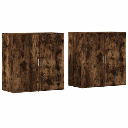 skænke 2 stk. 79x38x80 cm konstrueret træ røget egetræsfarve