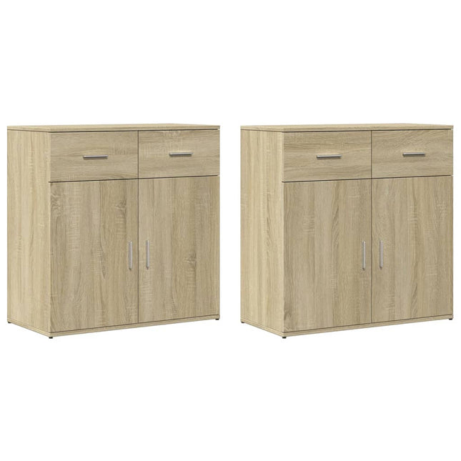 skænke 2 stk. 79x38x80 cm konstrueret træ sonoma-eg
