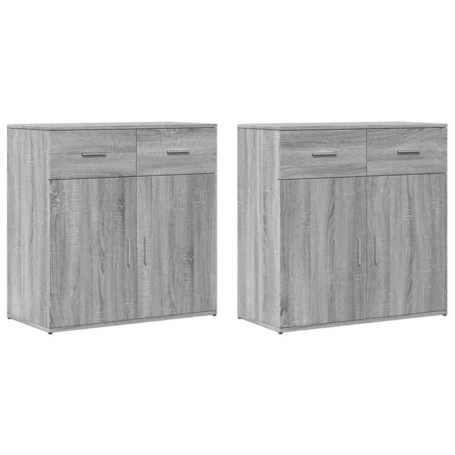 skænke 2 stk. 79x38x80 cm konstrueret træ grå sonoma-eg
