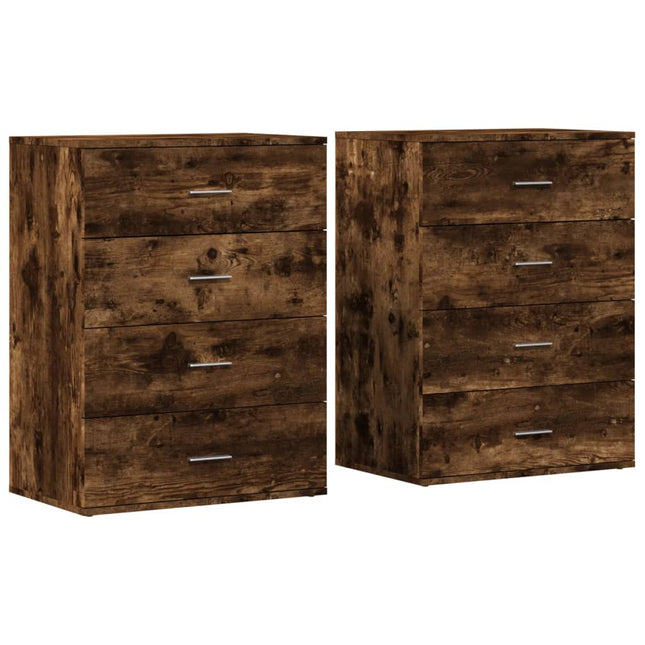 kommoder 2 stk. 60x39x80 cm konstrueret træ røget egetræsfarve