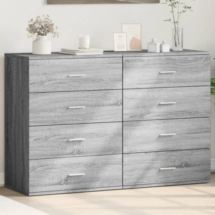 kommoder 2 stk. 60x39x80 cm konstrueret træ grå sonoma-eg