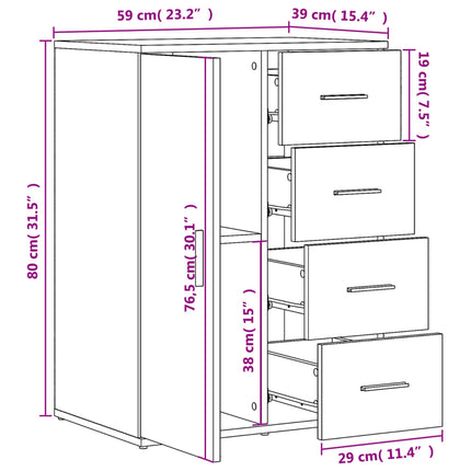kommoder 2 stk. 59x39x80 cm konstrueret træ hvid