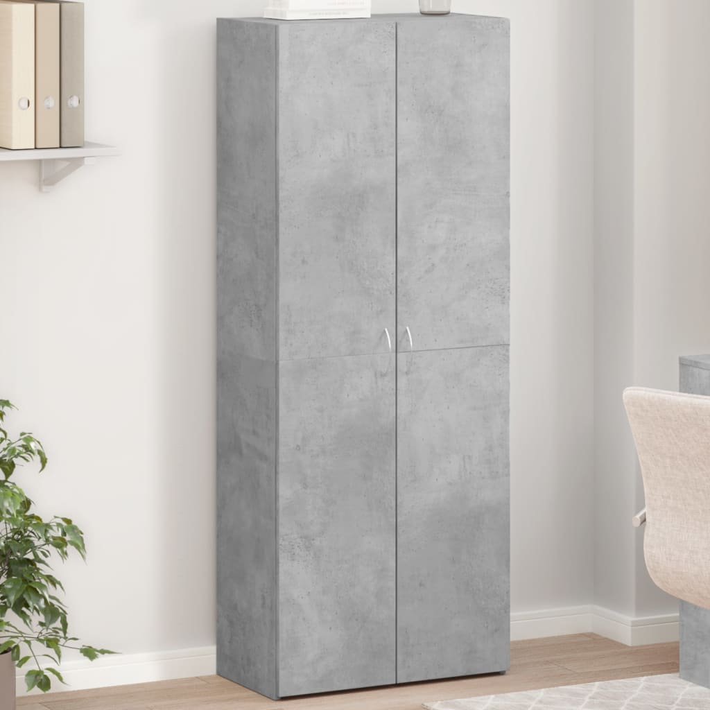 Kontorskab Konstrueret Træ - Betongrå / 60 x 32 x 153 cm