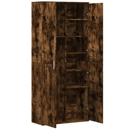 højskab 80x35x180 cm konstrueret træ røget egetræsfarve