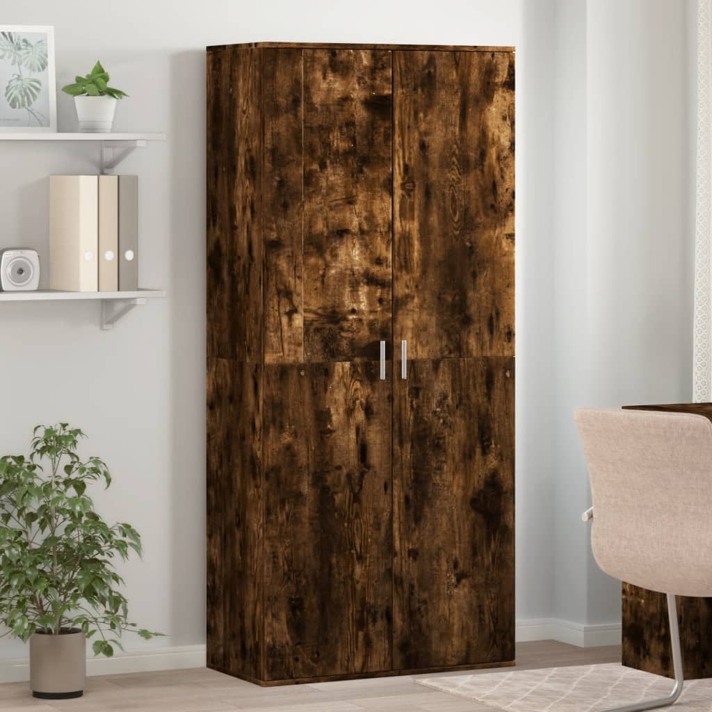 skoskab 80x39x178 cm konstrueret træ røget egetræsfarve