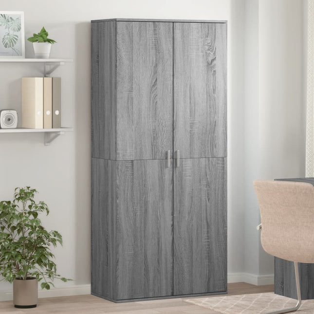 skoskab 80x39x178 cm konstrueret træ grå sonoma-eg