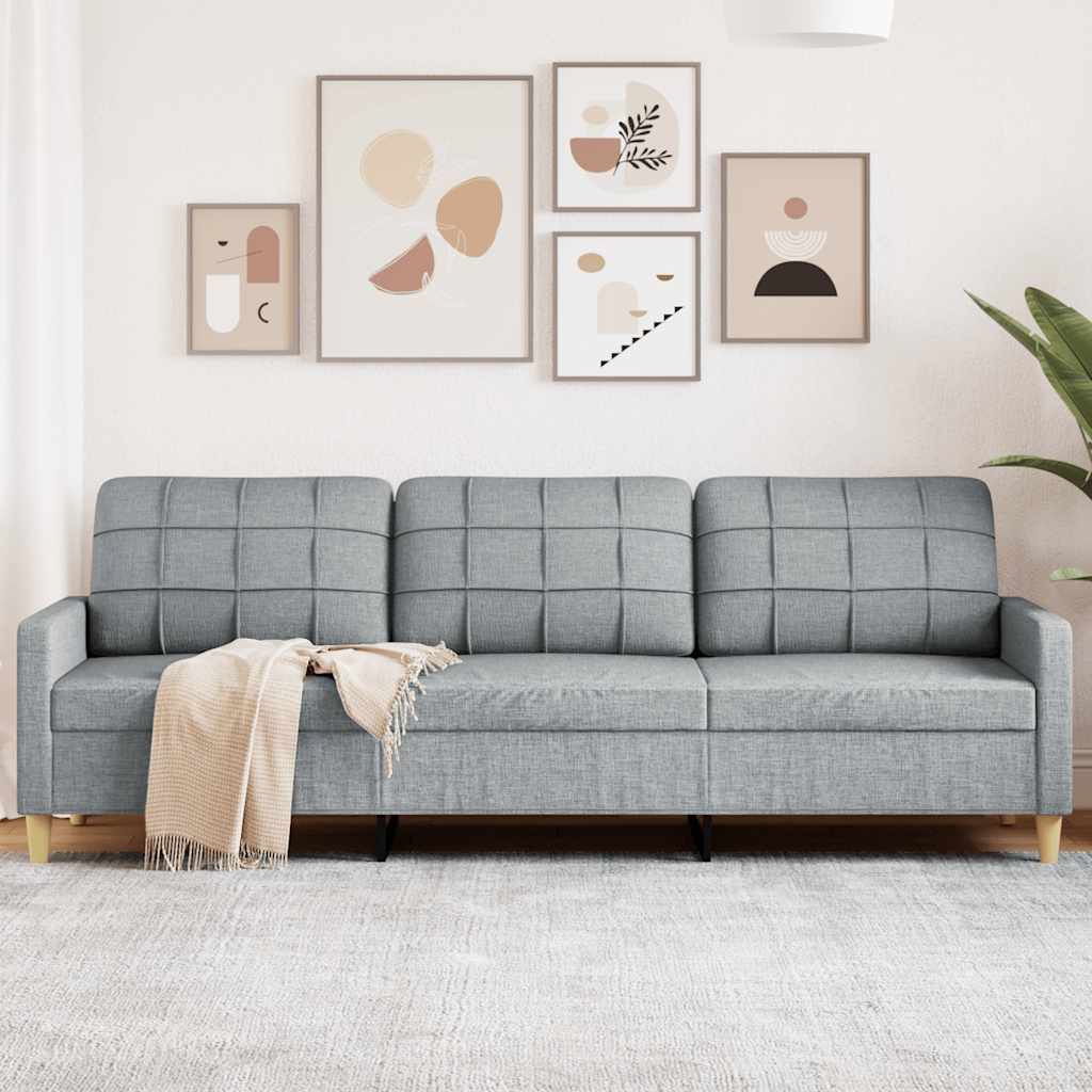 3-personers sofa 210 cm stof lysegr