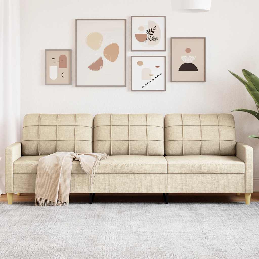 3-personers sofa 210 cm stof cremefarvet billede