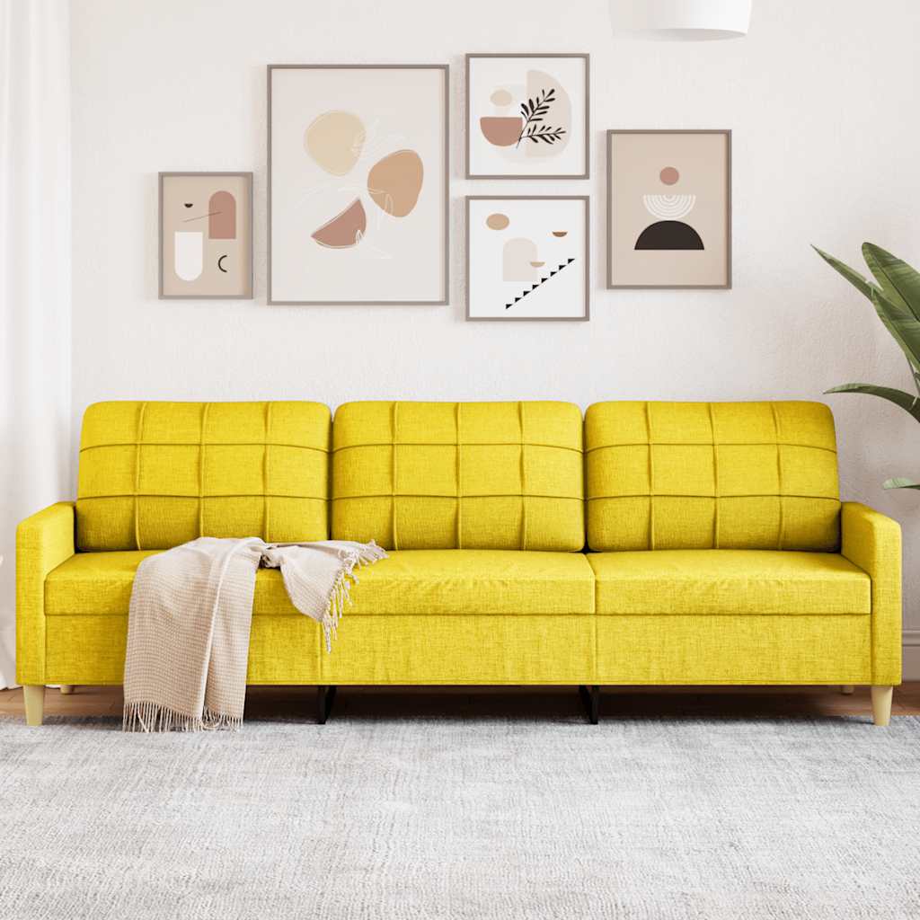 3-personers sofa i stof - lysegul, 210 cm sædebredde