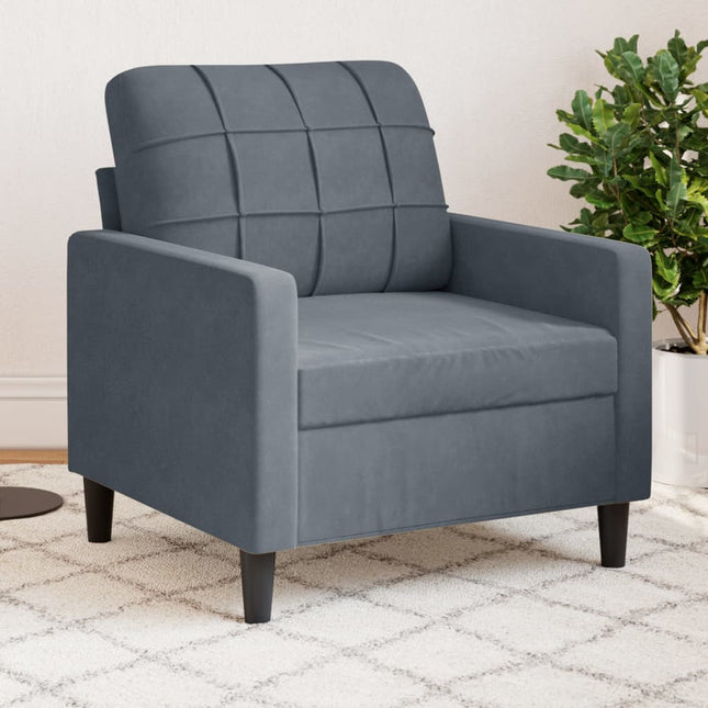 lænestol 60 cm velour mørkegrå