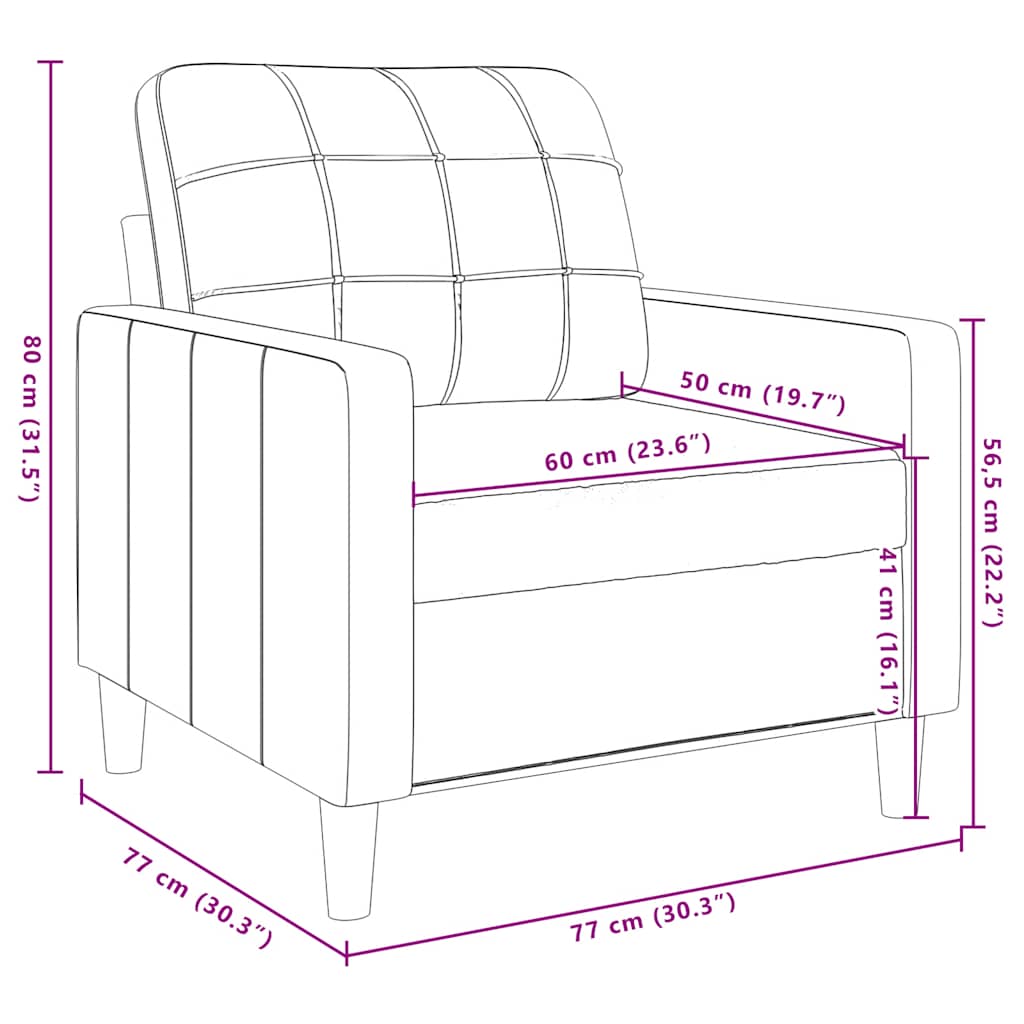 lænestol 60 cm velour gul