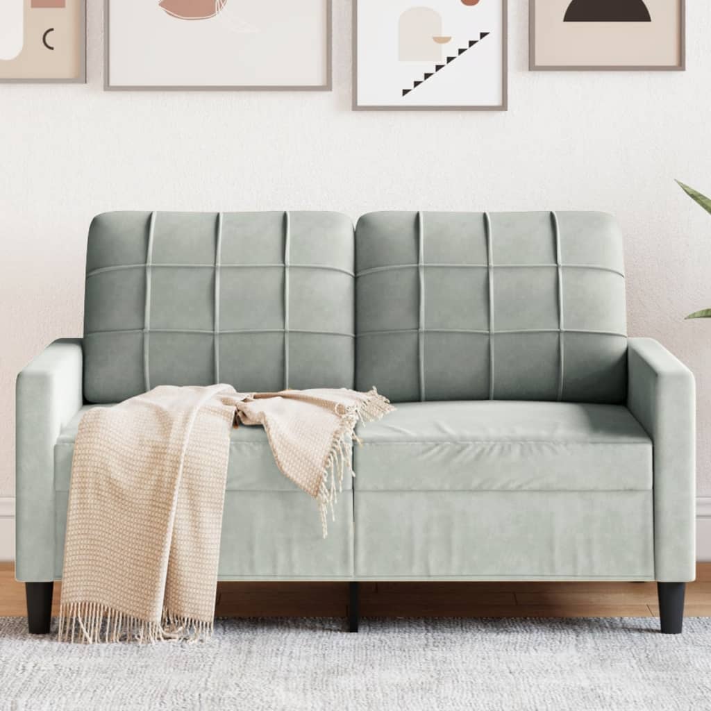 2-personers sofa i velour - lysegrå, sædebredde 120 cm