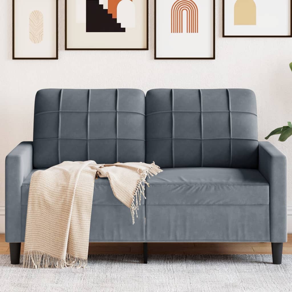 2-personers sofa i velour - mørkegrå, sædebredde 120 cm