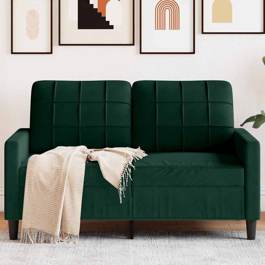 2-personers sofa i fløjl - mørkegrøn, sædebredde 120 cm