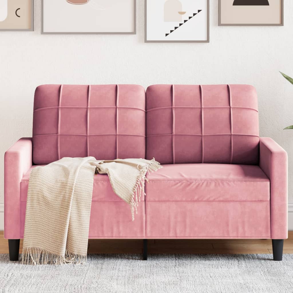 2-personers sofa i fløjl - 120 cm sædebredde, lyserød