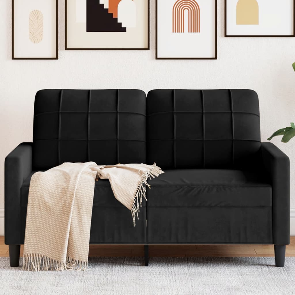 2-personers sofa i fløjl - 120 cm, sort