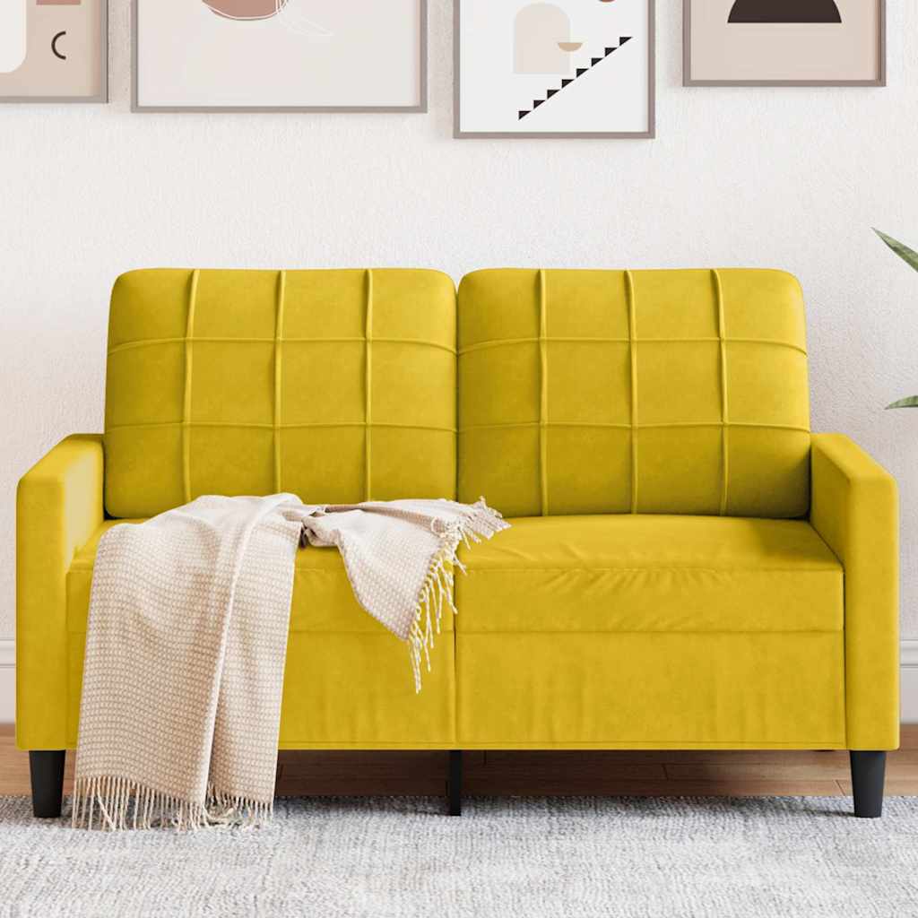 2-personers sofa 120 cm fløjl gul