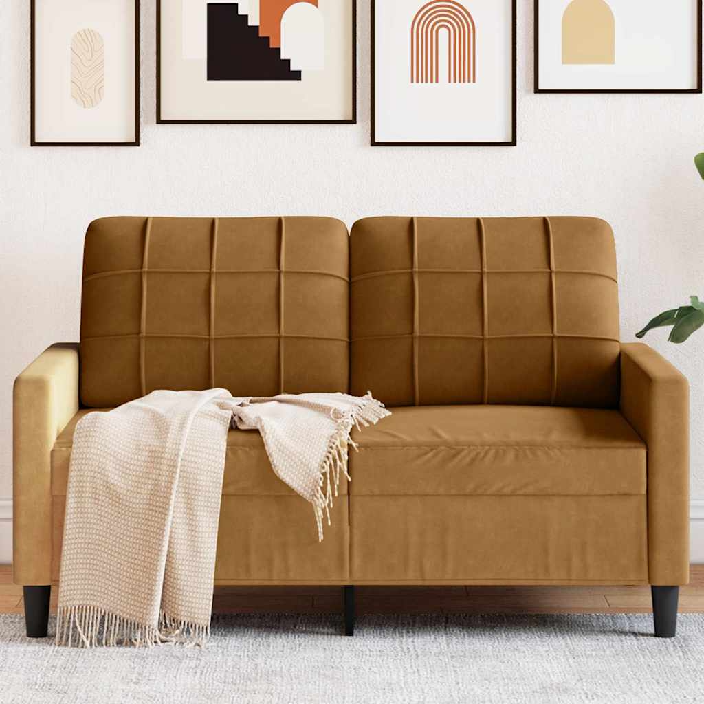 2-personers sofa i fløjl - brun, sædebredde 120 cm