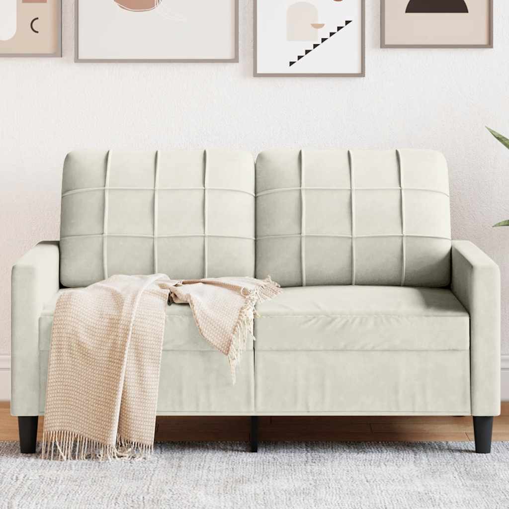 2-personers sofa 120 cm velour cremefarvet billede