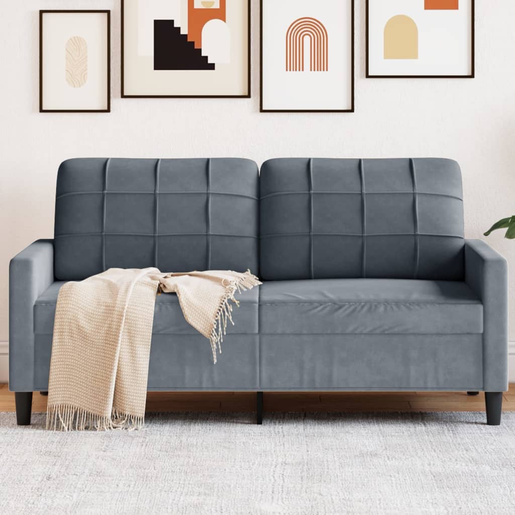 2-personers sofa i fløjl - 140 cm sædebredde, mørkegrå