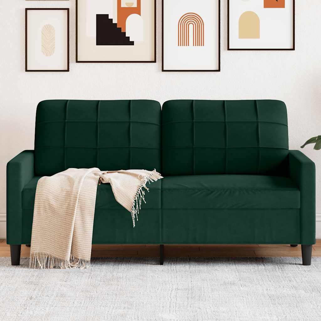 2-personers sofa i fløjl - mørkegrøn, sædebredde 140 cm