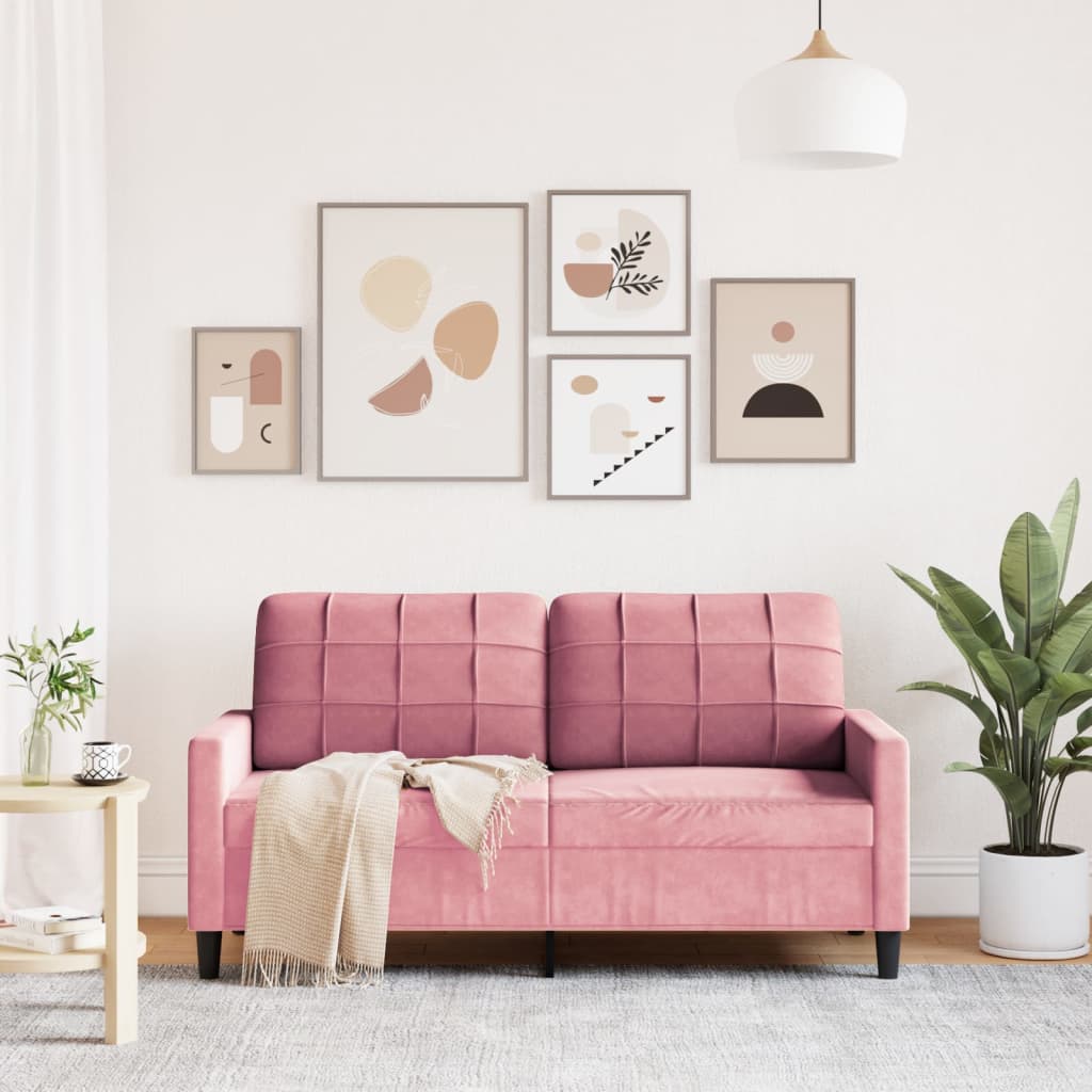 2-personers sofa 140 cm fløjl lyserød
