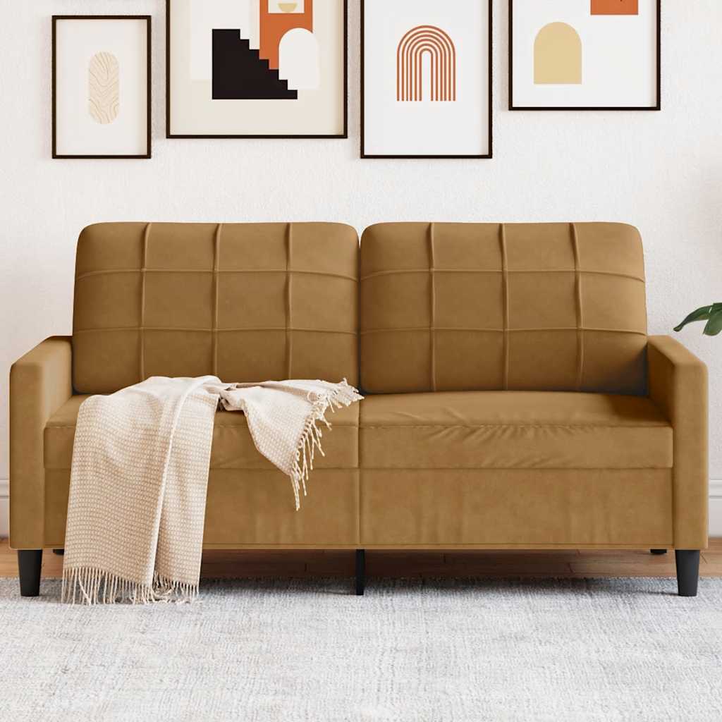 2-personers sofa i fløjl - brun, sædebredde 140 cm