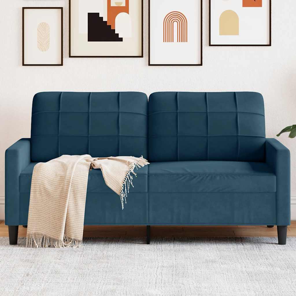 2-personers sofa i fløjl - 140 cm sædebredde, blå