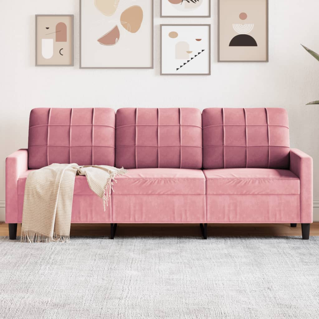 vidaXL 3-personers sofa 180 cm fløjl lyserød