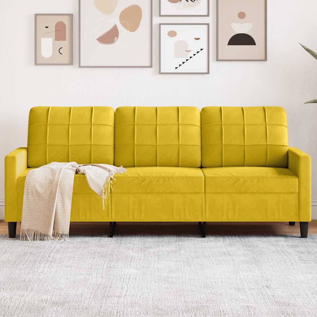 3-personers sofa 180 cm velour gul billede