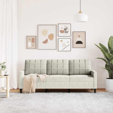 3-personers sofa 180 cm fløjl cremefarvet